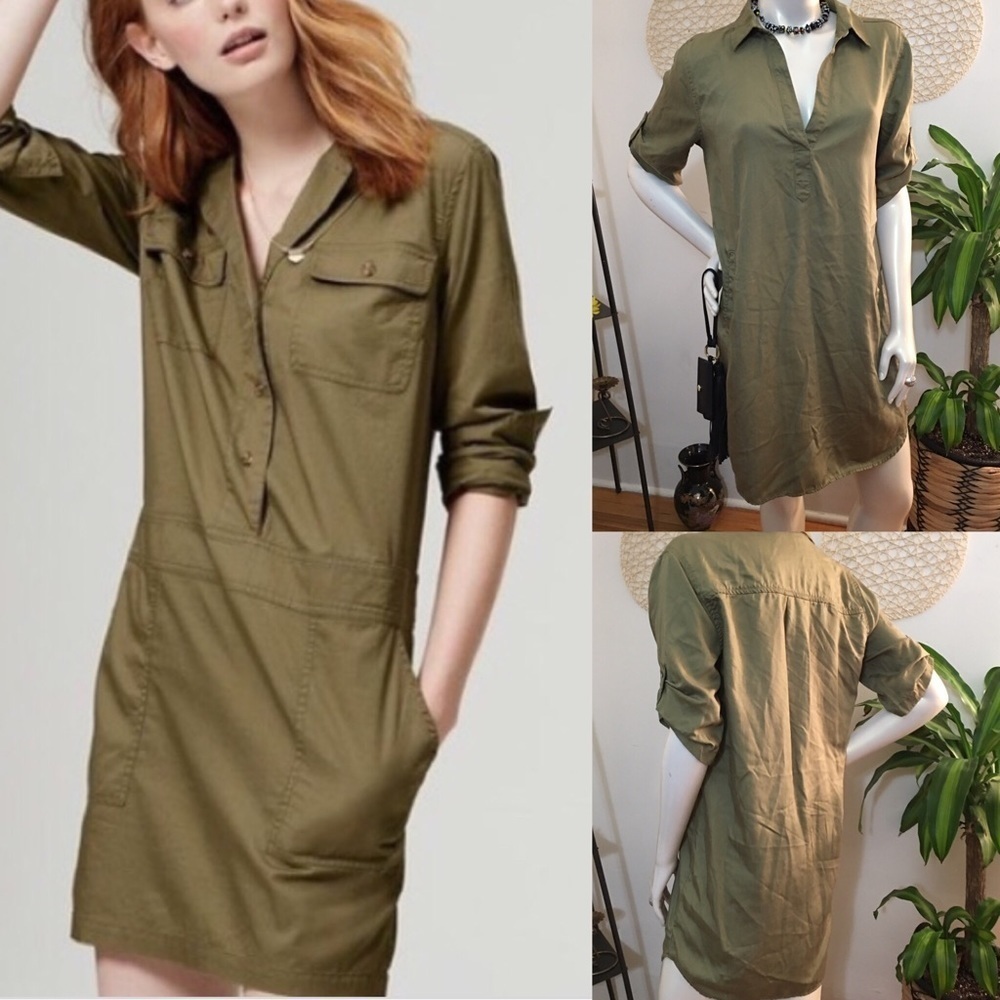 LOFT Green Long Sleeve Dress
